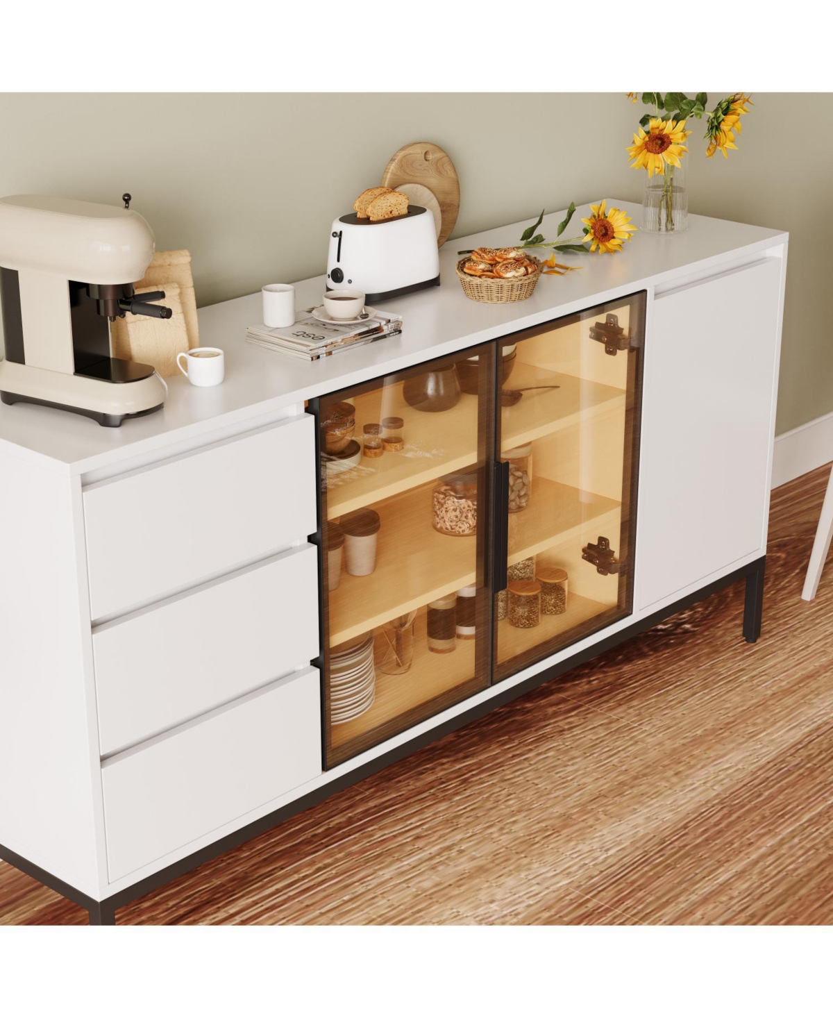 Streamdale Furniture Buffet Cabinet with Storage White