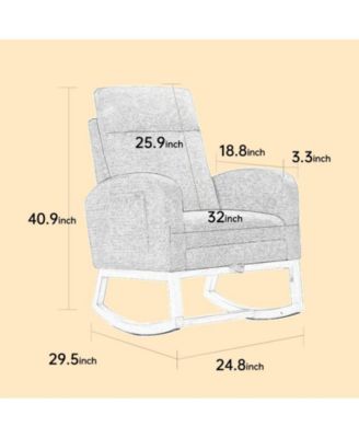 Teddy Rocking Chair with Wood Legs & Side Pocket