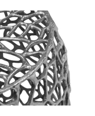 Aluminum Drum End Table with Intricate Design-Silver Nickel