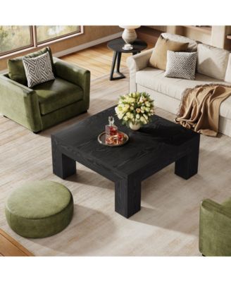 39.4-Inch Square Coffee Table for Living Room, Farmhouse All MDF Accent Center Cocktail Table