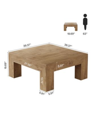 39.4-Inch Square Coffee Table for Living Room, Farmhouse All MDF Accent Center Cocktail Table