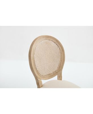 French Country Rattan Back Dining Chairs - Set of 2