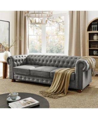 Chesterfield Tufted Sofa 3-Seater Nailhead Trim