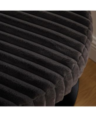 Upholstered Round Ottoman Coffee Table with Storage - Charcoal