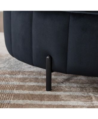 31.5" Velvet Storage Ottoman - Black