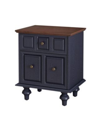 Streamdale Vintage Nightstand 2 Drawer Roman Column Legs Dark Blue