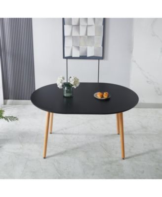 Extensible Black Table- Wood Leg, MDF Top