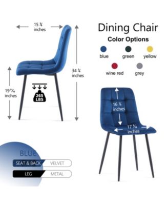 Streamdale Blue Velvet Dining Chairs Set of 4,Modern Kitchen Dining Room Chairs