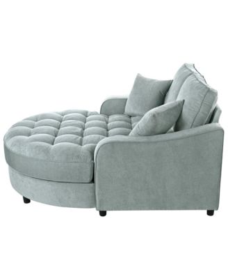 55" Modern Chaise Lounge Sofa Bed, Tufted, Misty Green