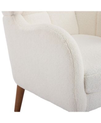 Streamdale White Teddy Fabric Accent Chair