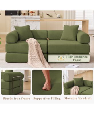 Modular Corduroy Sofa Bed - Green