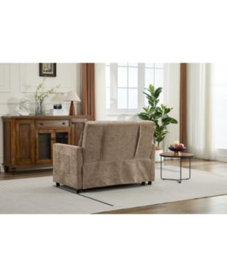 3-in-1 Convertible Sleeper Chair Bed with USB & Pocket - Linen Camel