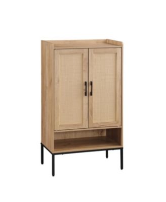 Streamdale Rattan Door Shoe Cabinet - 5-Tier Wooden Shoe Rack Organizer