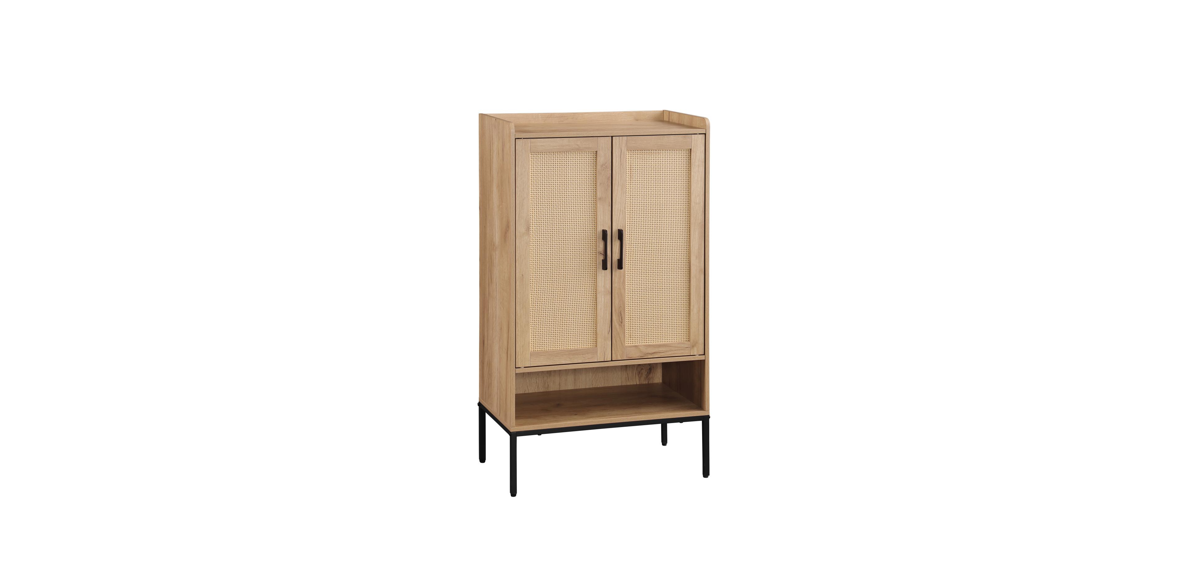 Streamdale Rattan Door Shoe Cabinet - 5-Tier Wooden Shoe Rack Organizer