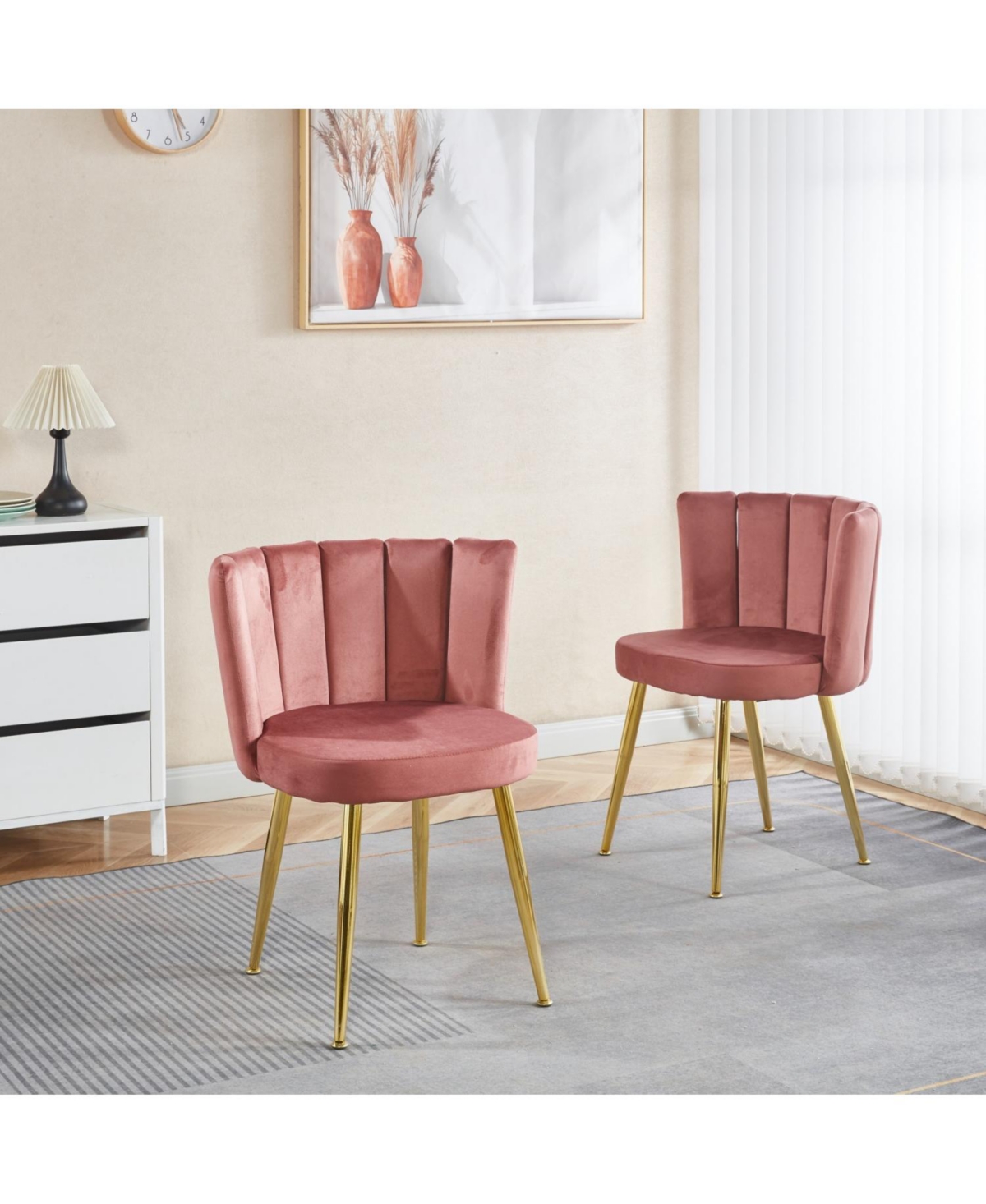Streamdale Modern Velvet Dining Chair (Set of 2) with Gold Legs
