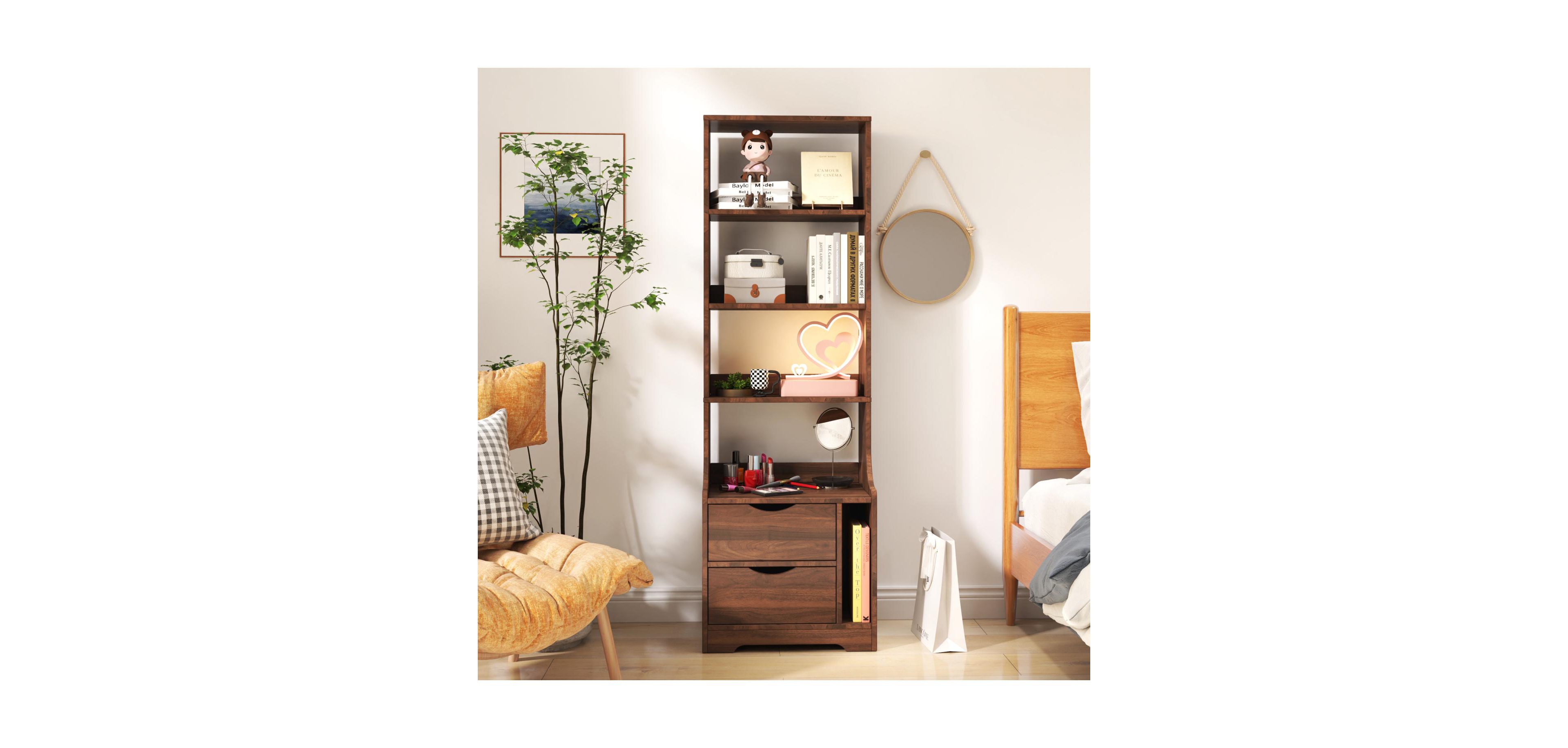 Streamdale Furniture + 1 Pc. + Wood + 2 Storage Drawers & Bookshelf + Night Stand