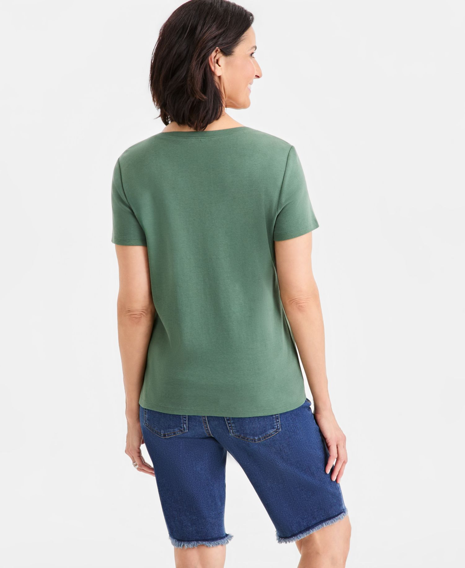 Women's Short-Sleeve Cotton Henley Top