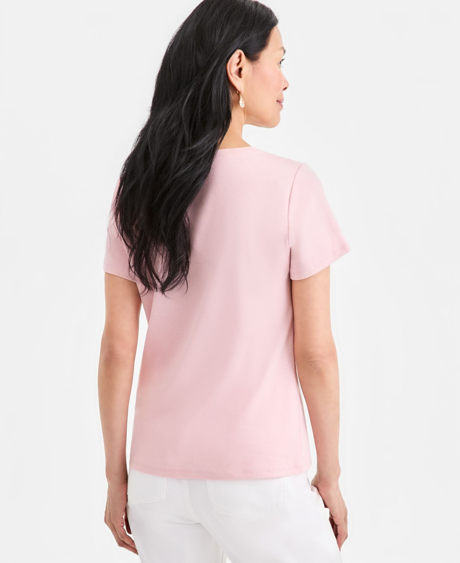Women's Short-Sleeve Cotton Henley Top