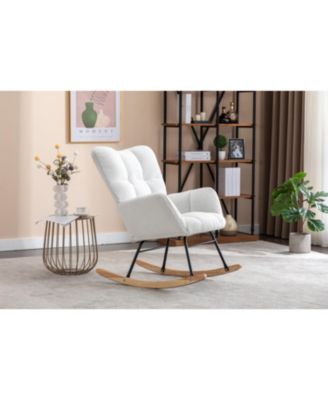 Teddy Fabric Rocking Gilder Nursery Chair for Living Room Indoor