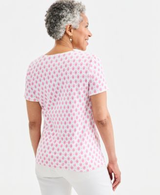 Petite Short-Sleeve Scoop Neck Knit Top