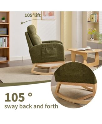 Teddy Rocking Chair with Wood Legs & Side Pocket