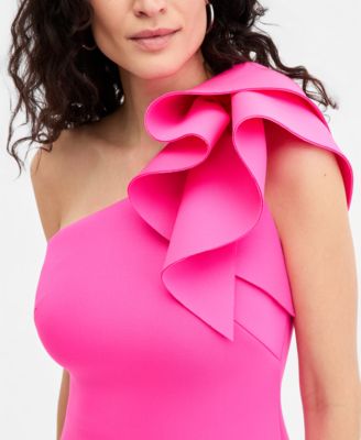 Women's Ruffled One-Shoulder Sleeveless Dress