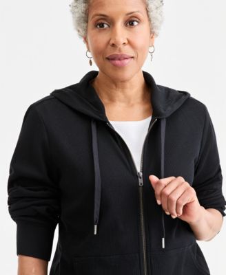 Women's Waffle-Knit Full-Zip Hoodie