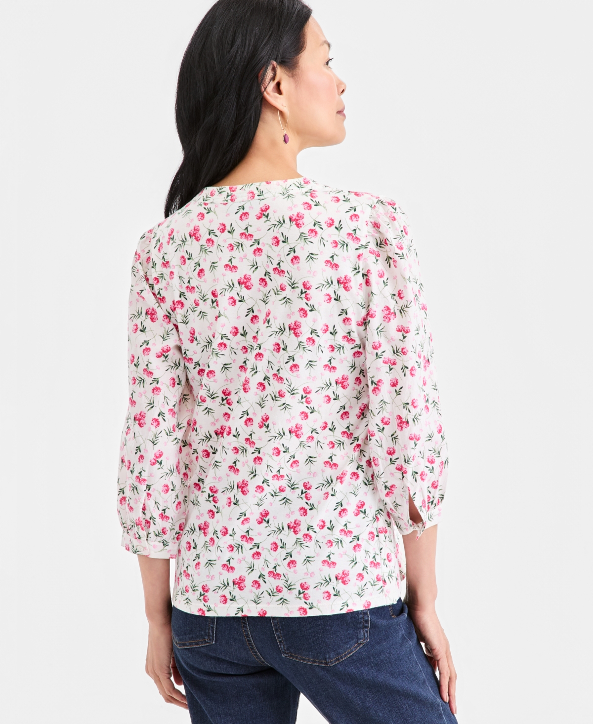 Style & Co Women's 3/4-Sleeve Split Neck Knit Top, Macy's Exclusive