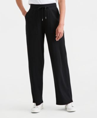 Women's Waffle-Knit Wide-Leg Pull-On Pants