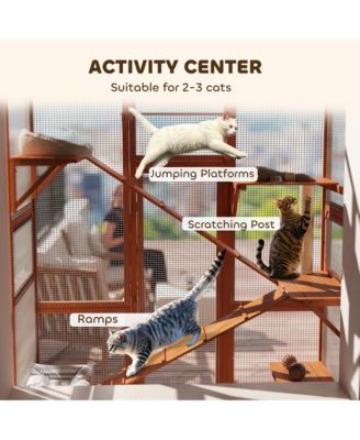Outdoor Catio Cat Enclosure w/ 6 Jumping Platforms, Scratching Post