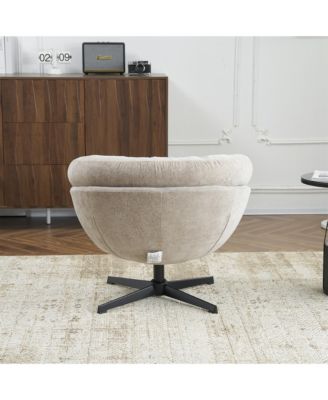  360 Swivel Round Club Chair with Black Metal Base (Brown)