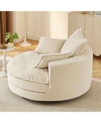 Swivel Barrel Chair with Pillows