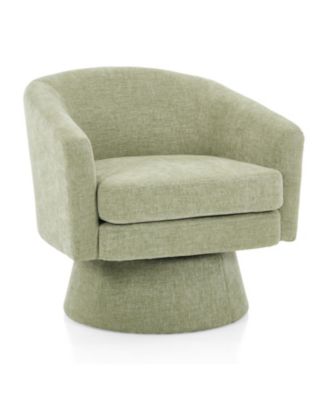Chenille Swivel Accent Chair - 360 Rotating Barrel, Green