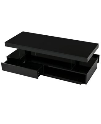 LED Coffee Table With Storage and Display Shelves
