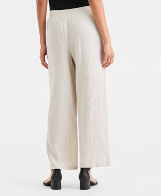 Women's Cotton Gauze Straight-Leg Pull-On Pants