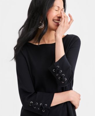 Women's Lace-Up-Sleeve Knit Tunic