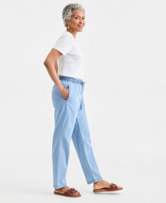 Women's Twill Straight-Leg Pull-On Pants