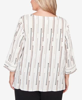 Plus Size Classic Spliced Jacquard Stripe Top