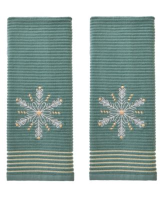 Snowflake Embroidered Hand Towel, Set of 2