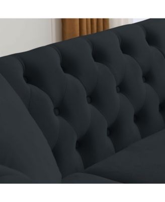 Black Velvet Chesterfield 3-Seater Sofa