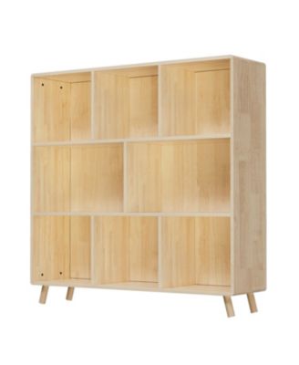 Pine Wood 8-Compartment Storage Cabinet, 44" Bookcase/Organizer