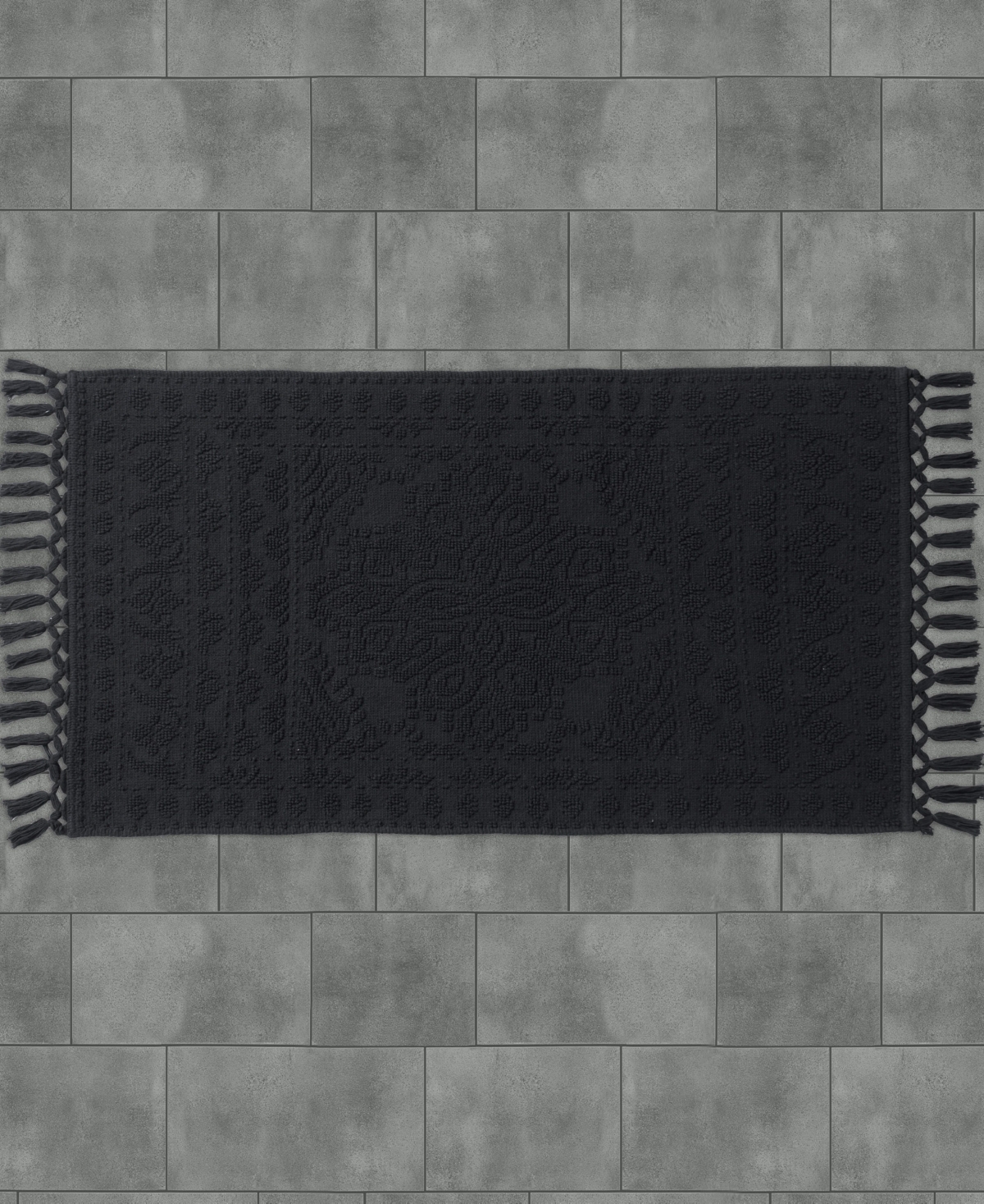 French Connection Nellore Fringe Cotton Bath Rug, 26" x 49"