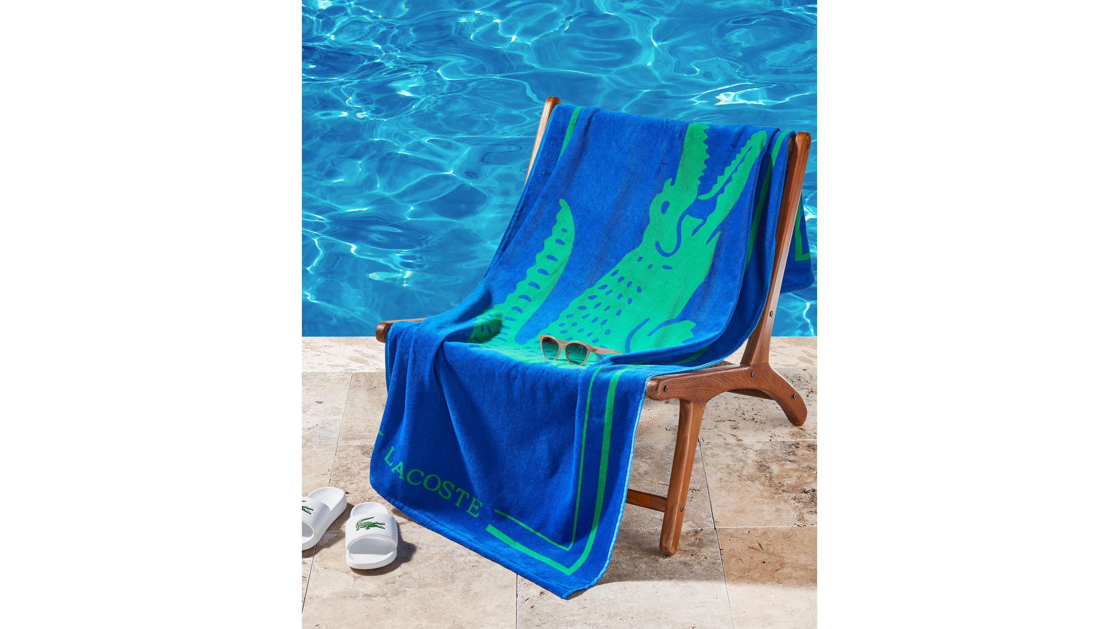 Lacoste Frame Crocodile Print Cotton Beach Towel, 36" x 72"