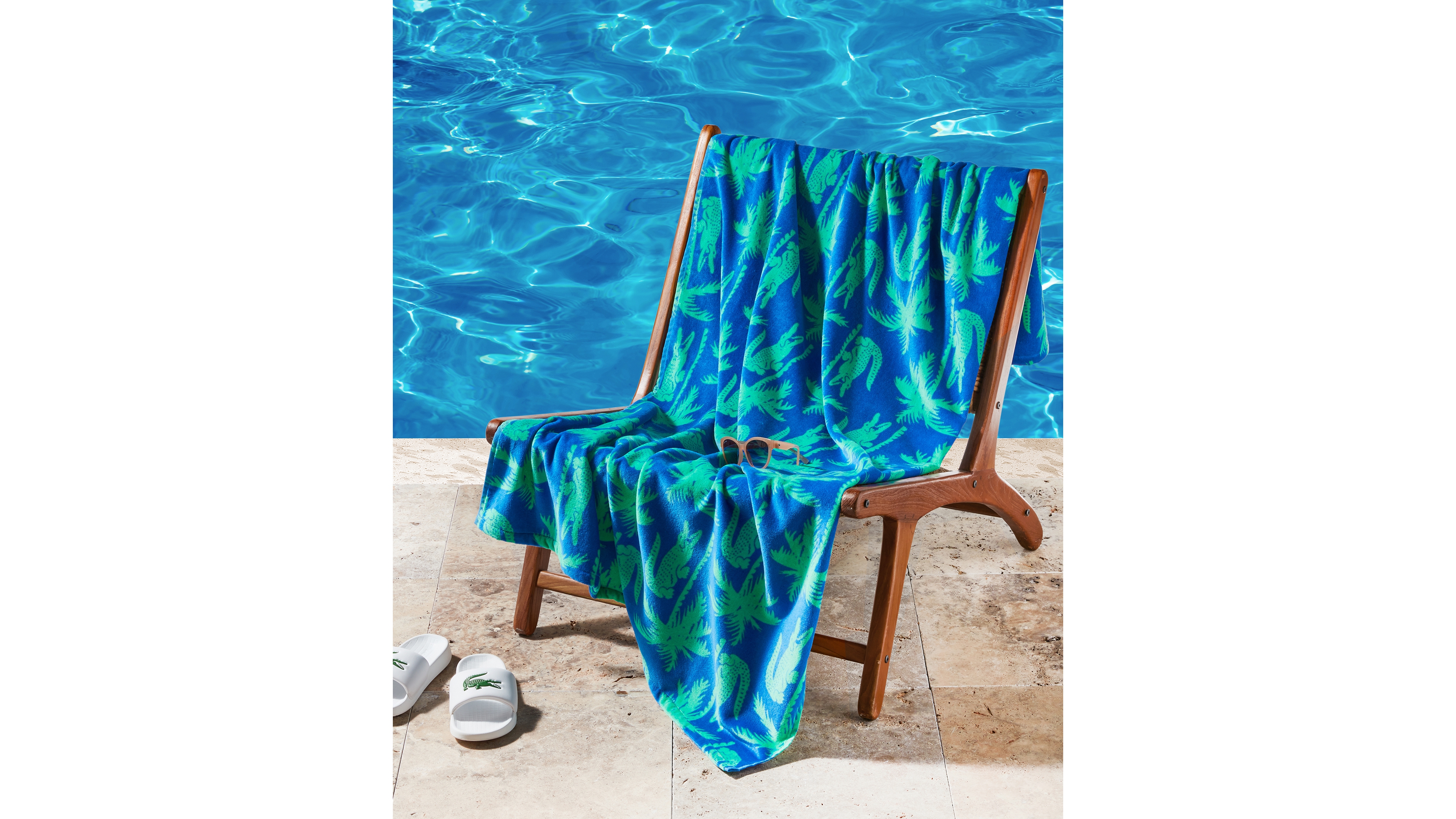 Lacoste All-Over Crocodile Palm Print Cotton Beach Towel, 36" x 72"