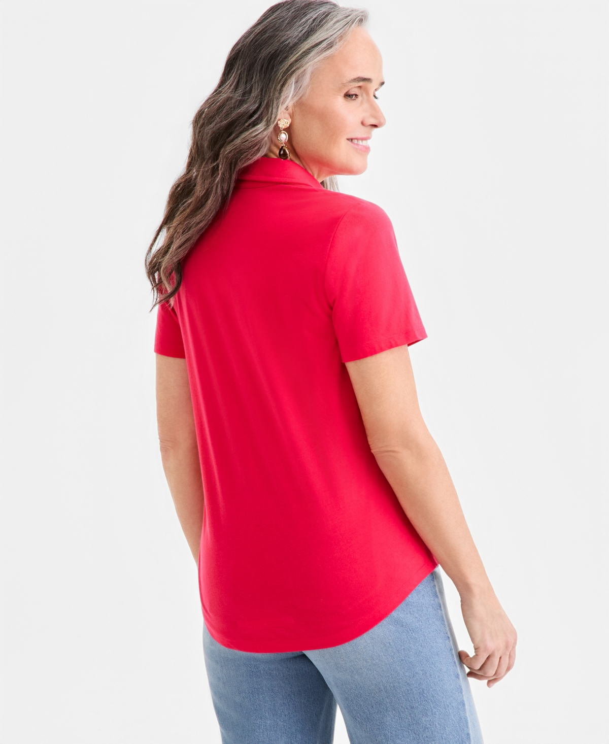 Style & Co Women's Short-Sleeve Knit Polo Shirt, Exclusively at Macy's