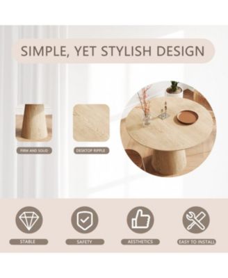 43" Round Wood Dining Table - Modern Minimalist