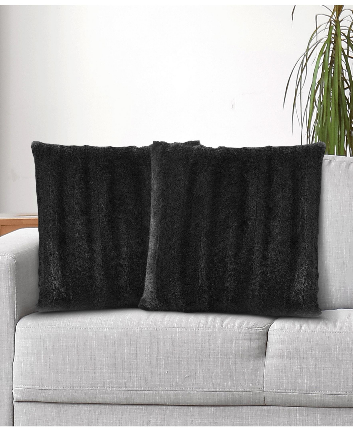 Cheer Collection Plush Reversible Faux Fur 2-Pack Decorative Pillow