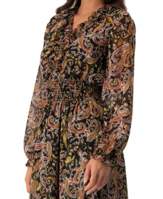 Women's Long Dress with Smock Detail