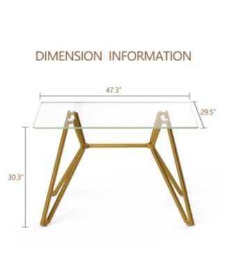 47.3" Rectangular Glass Dining Table - Gold