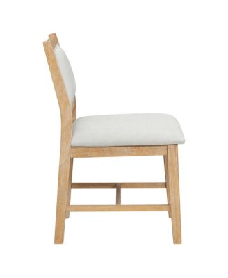 Retro 7-Piece Dining Table Set for 6 with Upholstered Chairs (Natural)